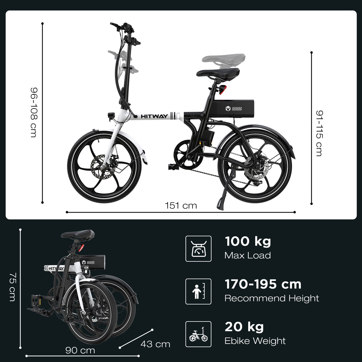 HITWAY BK35S PRO 20" Folding Electric Bike – imagine 7